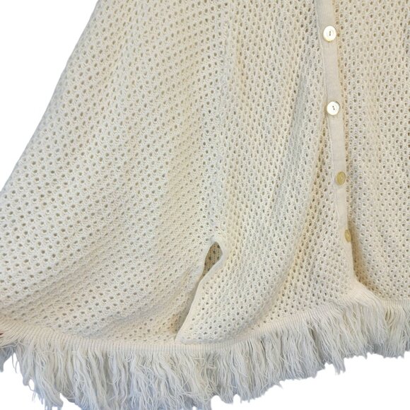 Vintage 70s Crochet Poncho Cardigan Wrap Jacket Shawl Women One Size Fall Winter - Picture 8 of 16